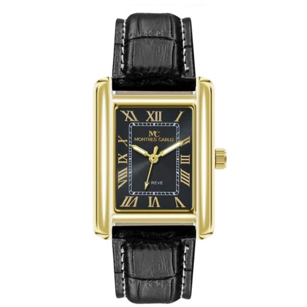 40mm Montres Carlo Men's Fashion Sport Faux Leather Band Luxury Dress Watch